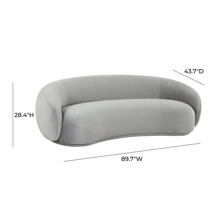 Kendall 90'' Light Gray Velvet Curved Sofa