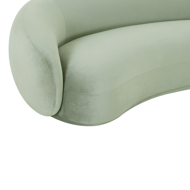 Moss Green Velvet Curved Recessed Arm Sofa