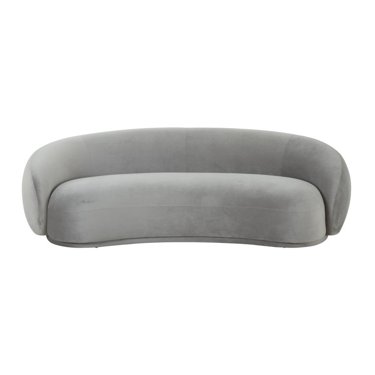 Kendall 90'' Light Gray Velvet Curved Sofa