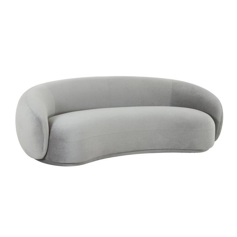 Kendall 90'' Light Gray Velvet Curved Sofa