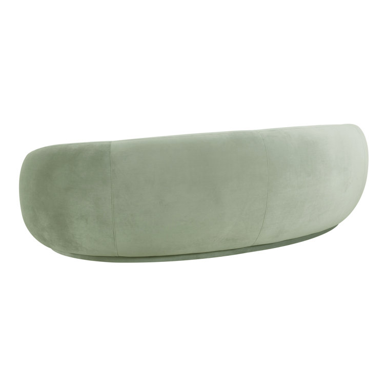 Moss Green Velvet Curved Recessed Arm Sofa