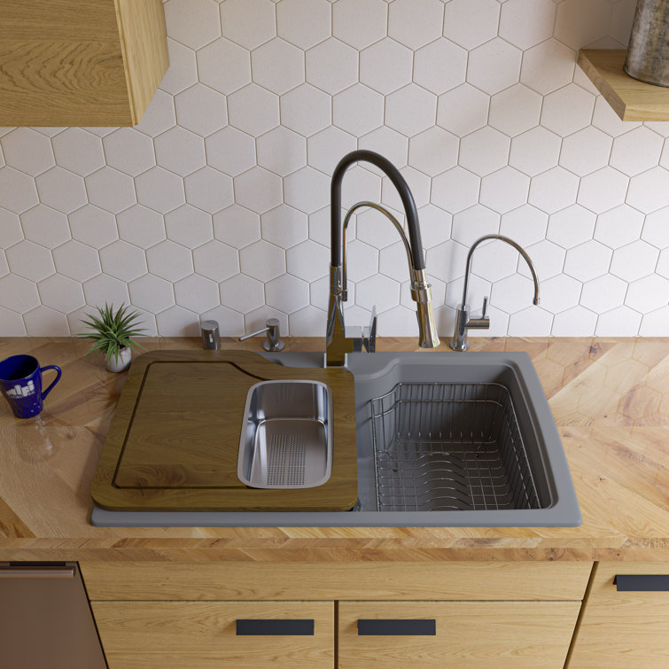 34.63'' Titanium Drop-In Single Bowl Granite Kitchen Sink