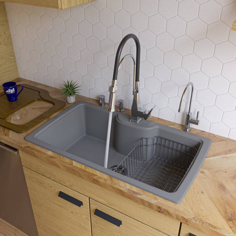 34.63'' Titanium Drop-In Single Bowl Granite Kitchen Sink