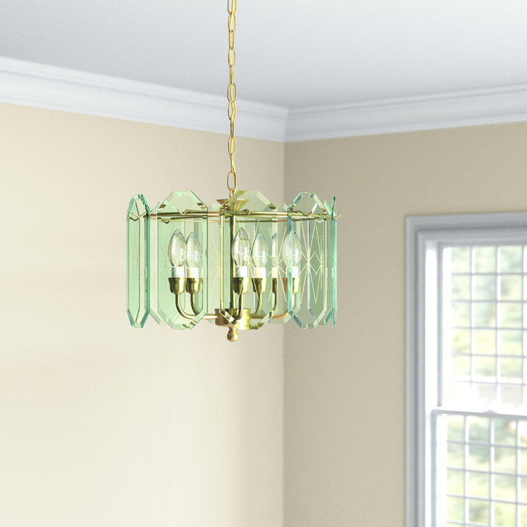Elegant Polished Brass 5-Light Chandelier with Clear Glass Shades