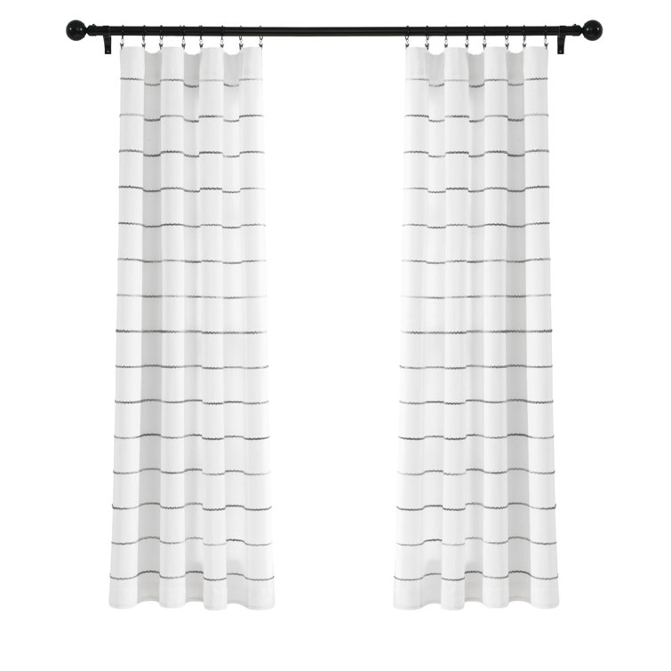 Gray Ombre Stripe Cotton Polyester Light-Filtering Curtains
