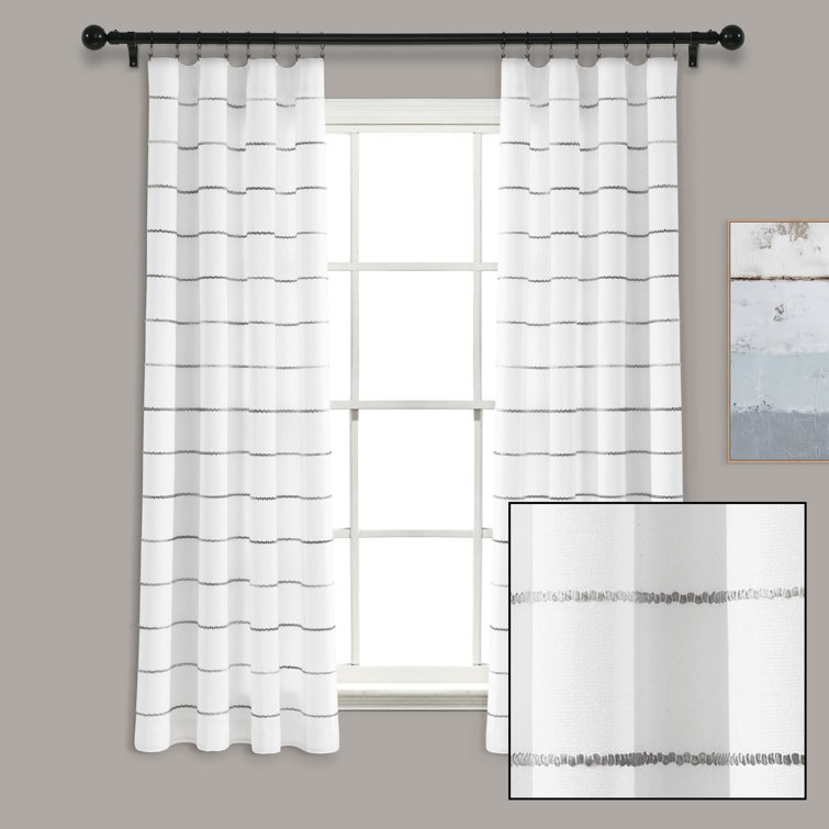 Gray Ombre Stripe Cotton Polyester Light-Filtering Curtains
