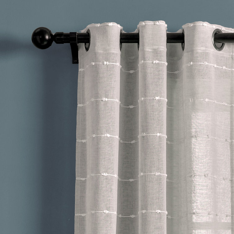 Gray Sheer Polyester Grommet Window Curtain Panels, 38" x 84"