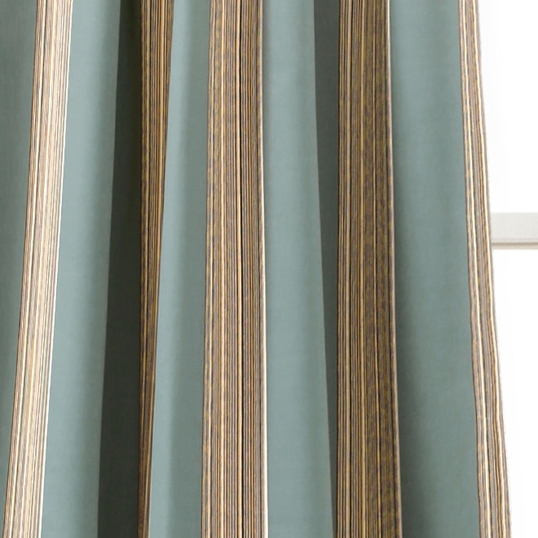 Julia Blue Polyester Blackout Striped Window Curtains