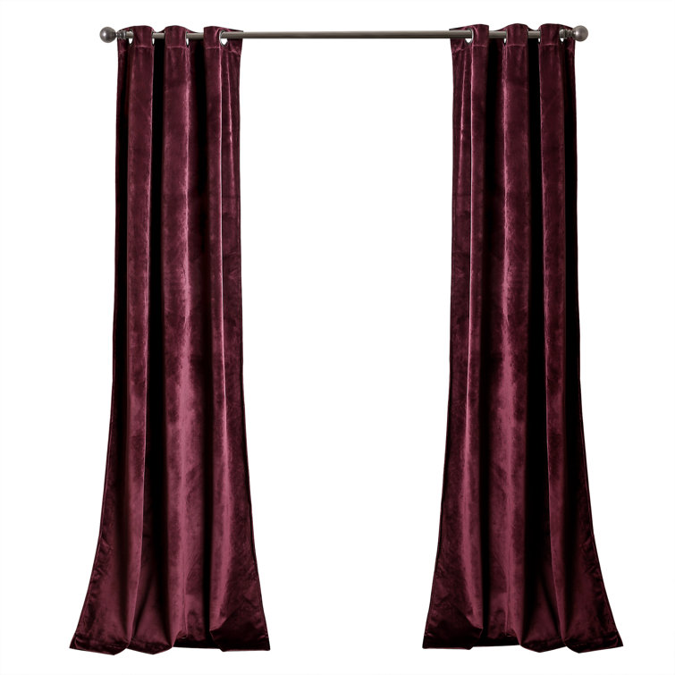 Plum Velvet Blackout Grommet Window Curtains, 95" Length