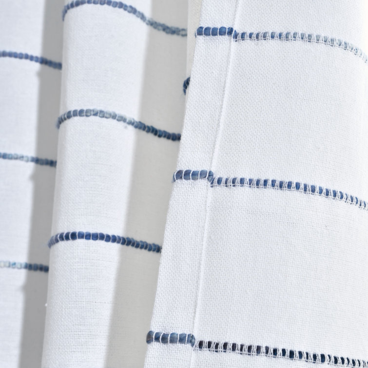 Navy Ombre Stripe Cotton Polyester Window Curtain Panels