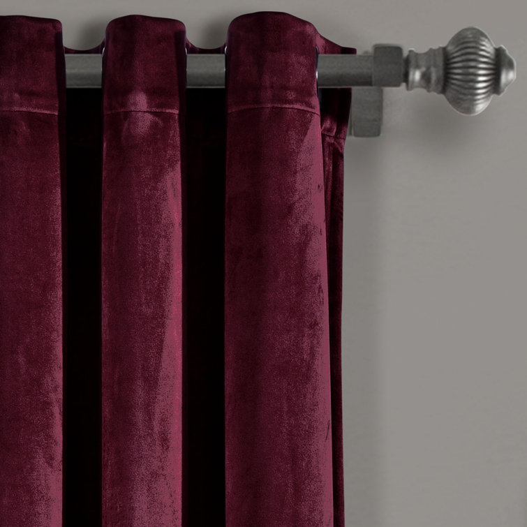 Plum Velvet Blackout Grommet Window Curtains, 95" Length