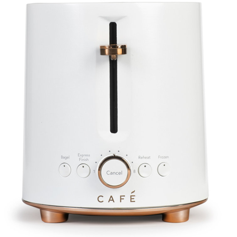 Matte White 2-Slice Stainless Steel Toaster with Wide Slots