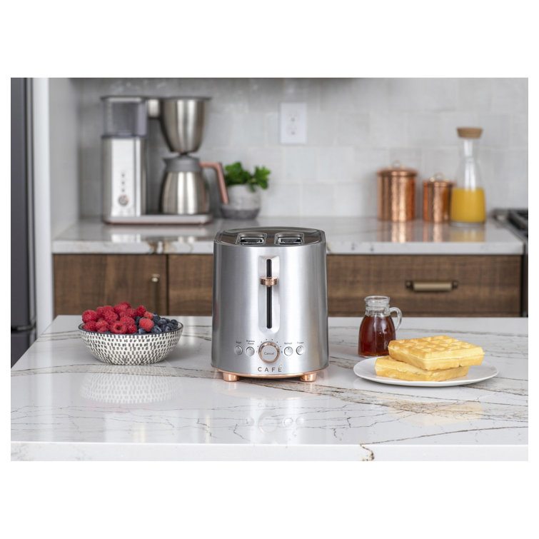 Stainless Steel 2-Slice Toaster with Copper Accents and Wide Slots
