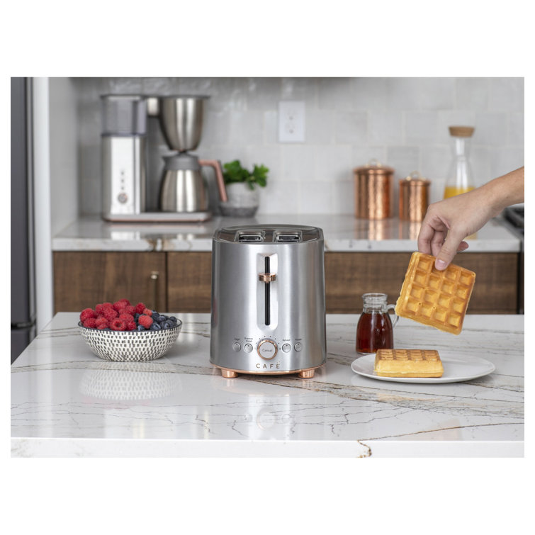 Stainless Steel 2-Slice Toaster with Copper Accents and Wide Slots