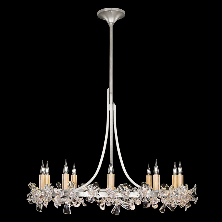 Azu 34.5'' Gold and Crystal Floral Chandelier
