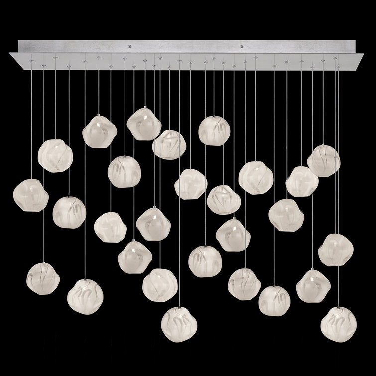 Celestial Orbit 15-Light Silver Leaf LED Glass Island Pendant