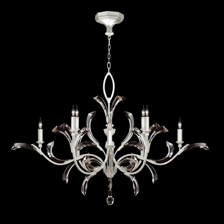 Silver Leaf Crystal 8-Light Indoor Chandelier