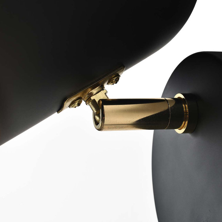 Matte Black and Brushed Brass Plug-In Wall Sconce with LED Light