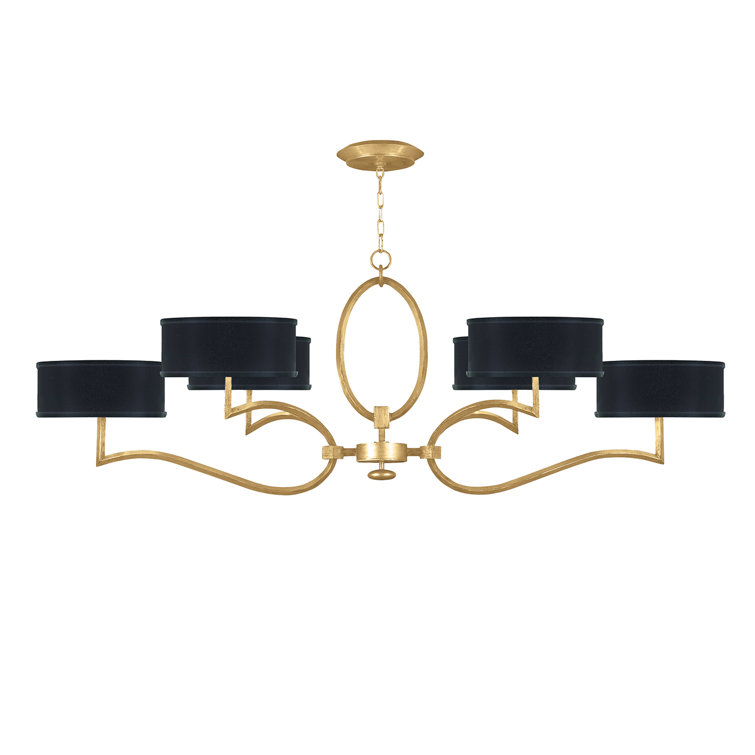 Allegretto 6-Light Oval Chandelier in Black and Gold Leaf