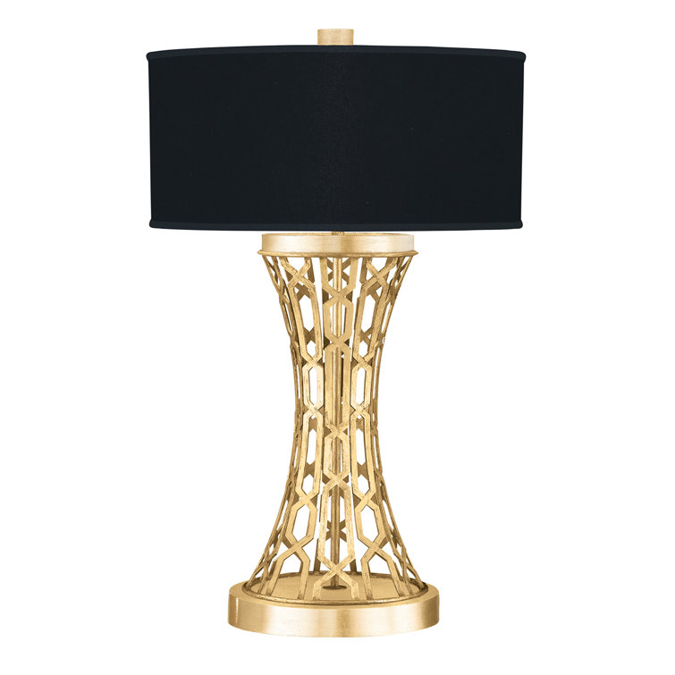 Allegretto 32" Gold Leaf Table Lamp with Black Shade