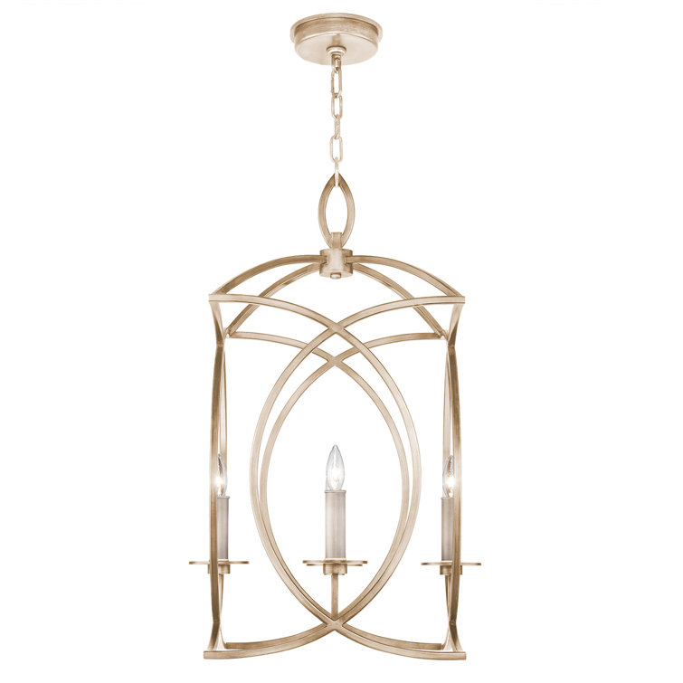 Silver Leaf 6-Light Indoor Chandelier with Candle Holders
