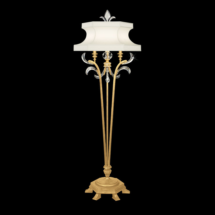 Gold Leaf Adjustable Floor Lamp with Crystal Accents