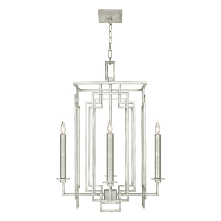 Mini Bronze Crystal 4-Light Candle Chandelier with Silver Leaf Finish