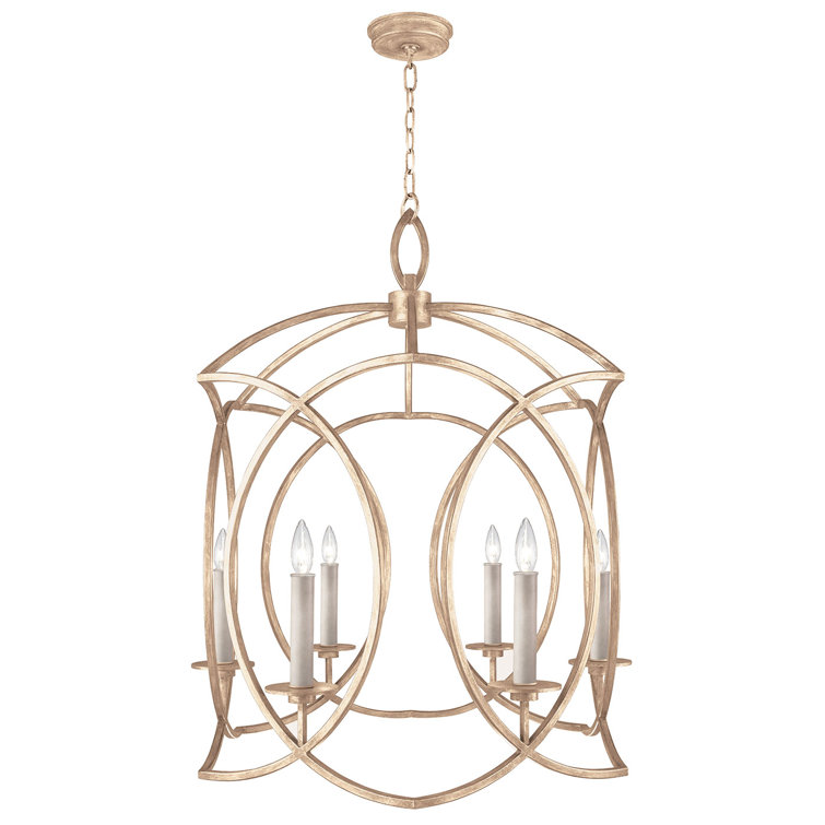 Gold Leaf 28.5" Six-Light Candle Chandelier