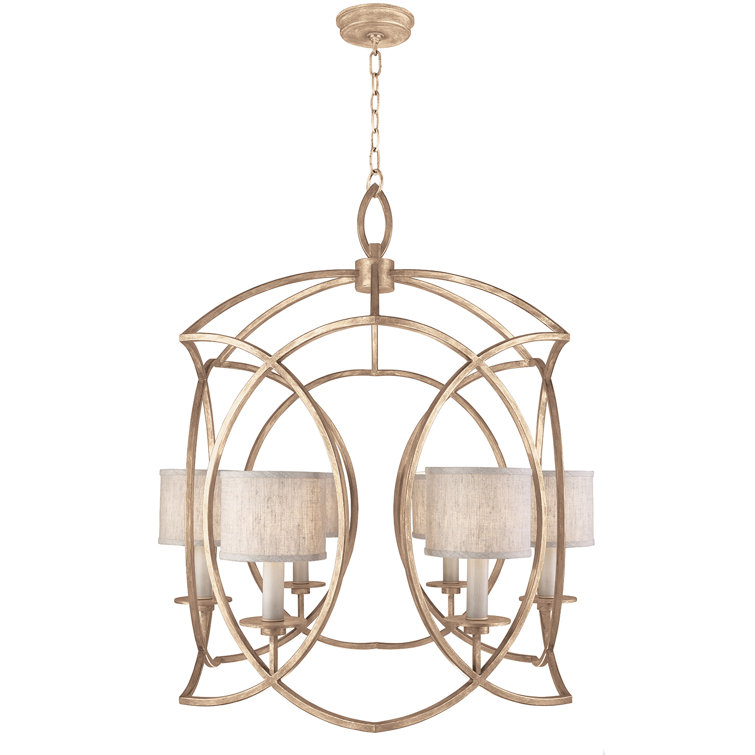 Cienfuegos Elegance Gold Leaf 6-Light Chandelier with White Shades