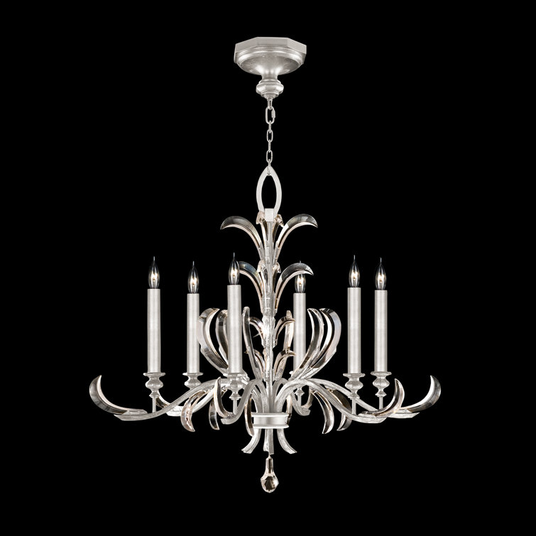 Gold Leaf 37" Crystal 6-Light Chandelier