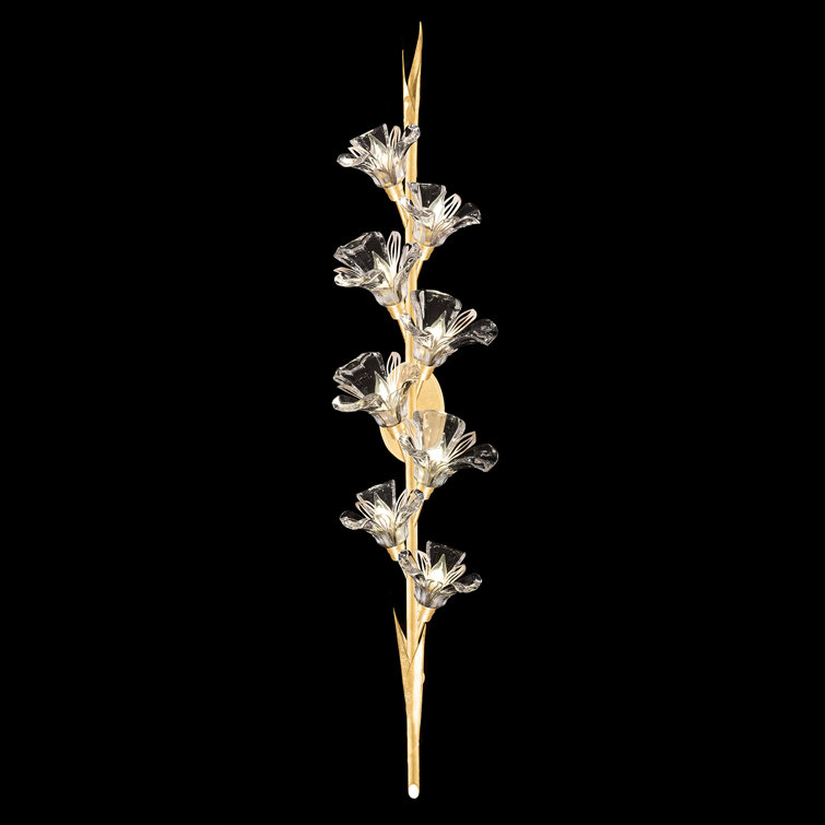 Azu Crystal and Gold Leaf 8-Light LED Wall Sconce