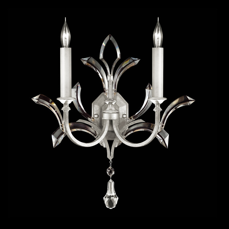 Beveled Arcs 2-Light Wall Sconce with Crystal Accents in Silver Leaf
