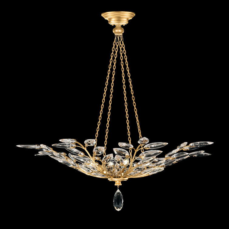 Gold Leaf Crystal 35" Round Pendant Light