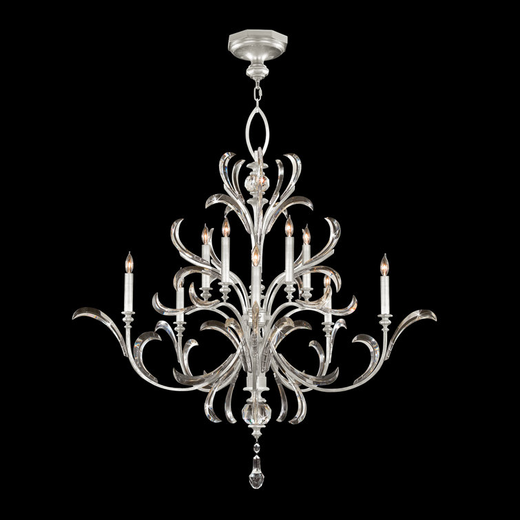 Silver 10-Light Beveled Crystal Chandelier