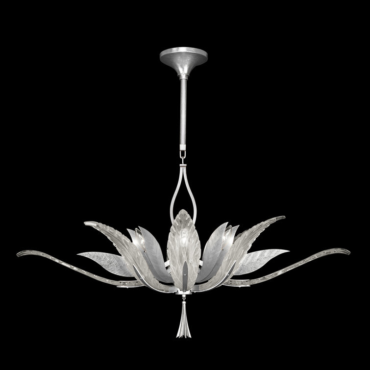 Silver Crystal 40" 8-Light Oblong Pendant