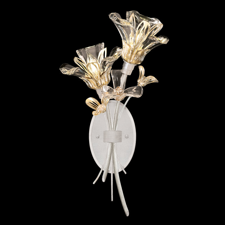 Azu Crystal Embellished 2-Light Silver Leaf Sconce