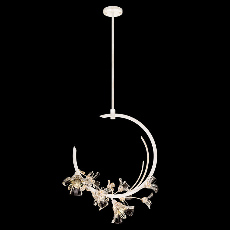 Azu 19" White and Silver Crystal LED Linear Pendant