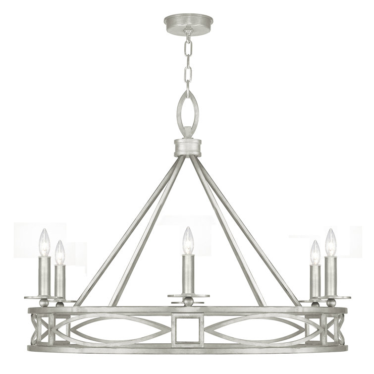 Cienfuegos Elegance 6-Light Silver Leaf Round Chandelier