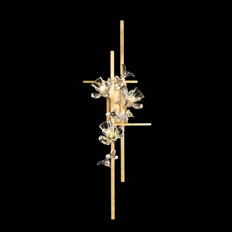 Azu Crystal Embellished 3-Light Gold Leaf Sconce