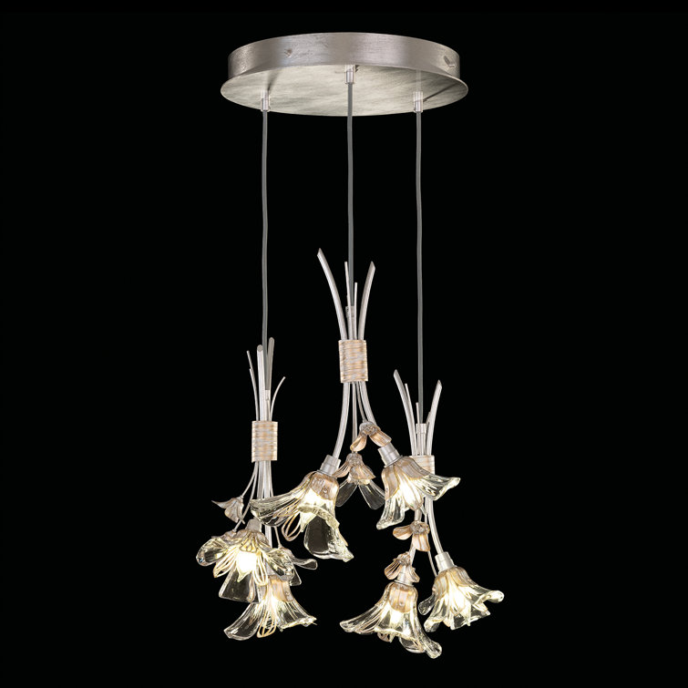 Azu 6-Light Silver Crystal LED Pendant