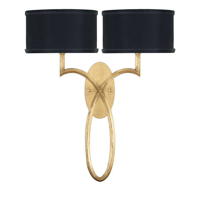 Allegretto 21" Black and Gold Leaf Dimmable Sconce