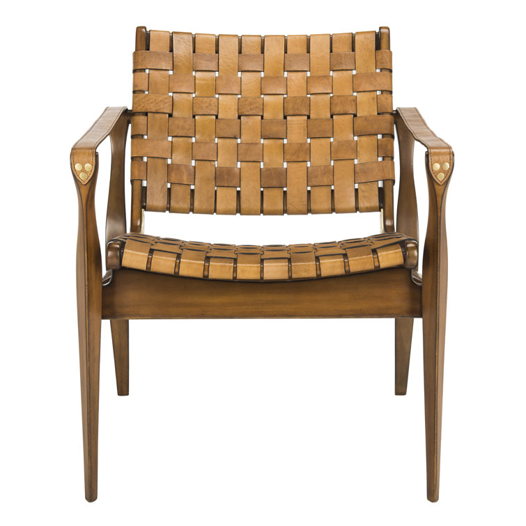 Light Brown Mahogany and Leather Safari Armchair