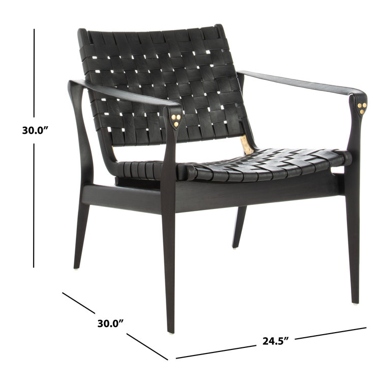 Black Mahogany Leather Safari Accent Chair 25"