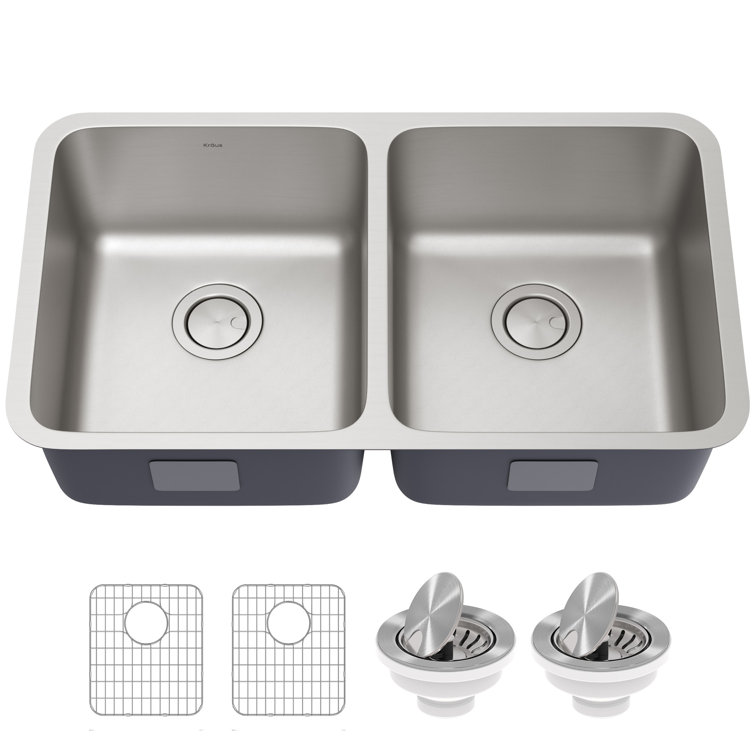 24.75" Stainless Steel Double Bowl Undermount Kitchen Sink