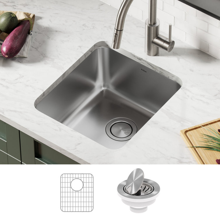 Dex 17" Stainless Steel Single Bowl Undermount Kitchen Sink