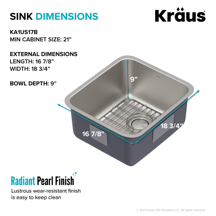 Dex 17" Stainless Steel Single Bowl Undermount Kitchen Sink