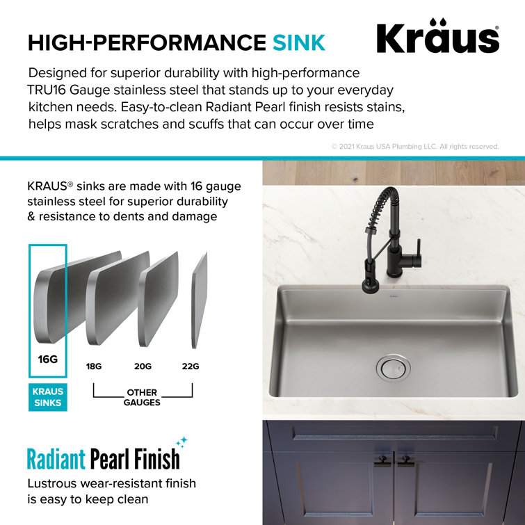 Dex 32-inch Stainless Steel Single Bowl Undermount Kitchen Sink