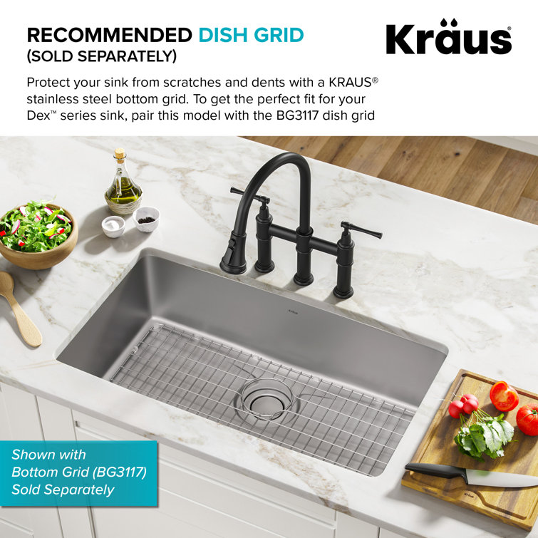 Dex 33-Inch Undermount Single Bowl Stainless Steel Kitchen Sink