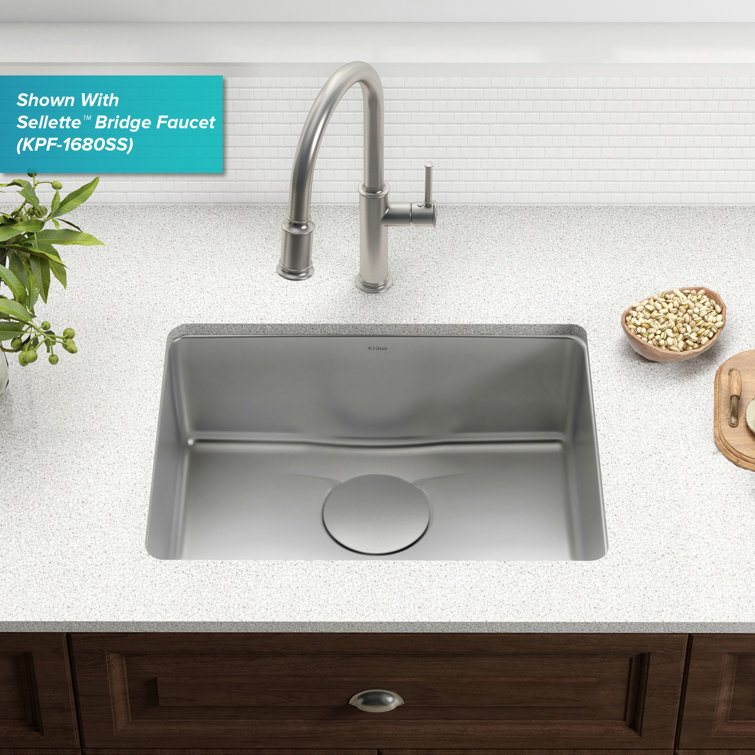 Dex 25-Inch Undermount Single Bowl Stainless Steel Kitchen Sink with DrainAssure