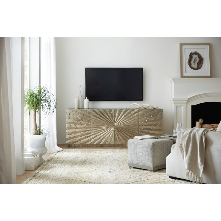 Silver 78'' Mango Wood Entertainment Console with Cabinets